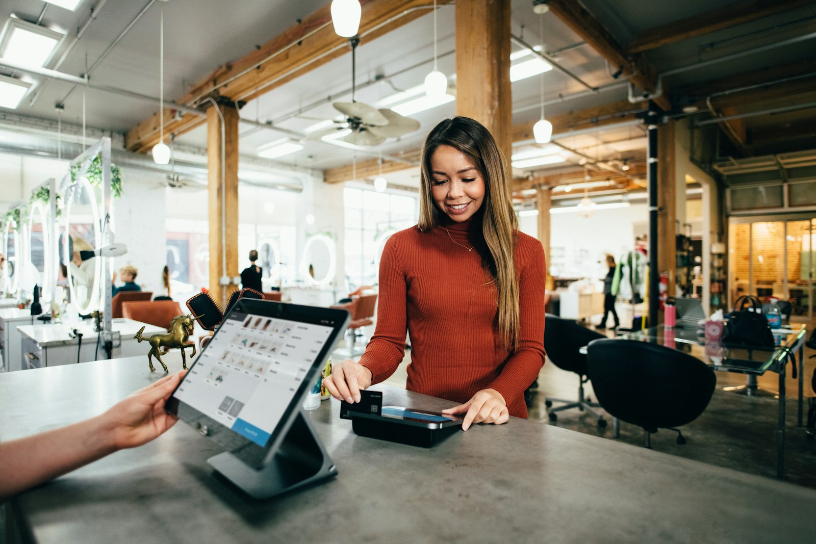 Fast card payment at a restaurant counter
