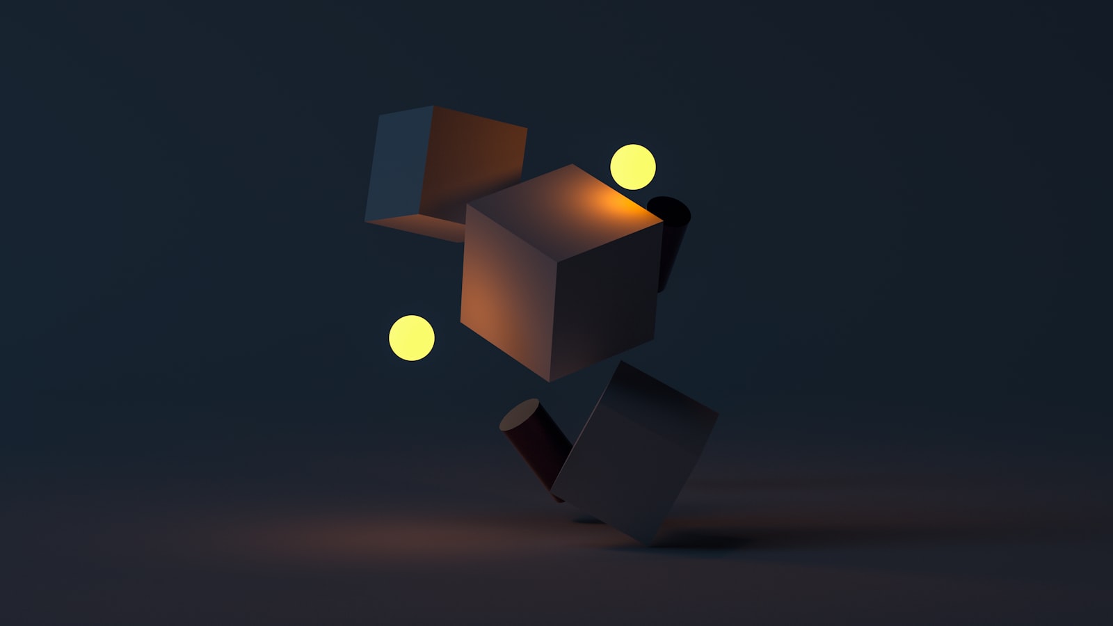 Stylised 3D-rendered geometric objects from our content pipeline
